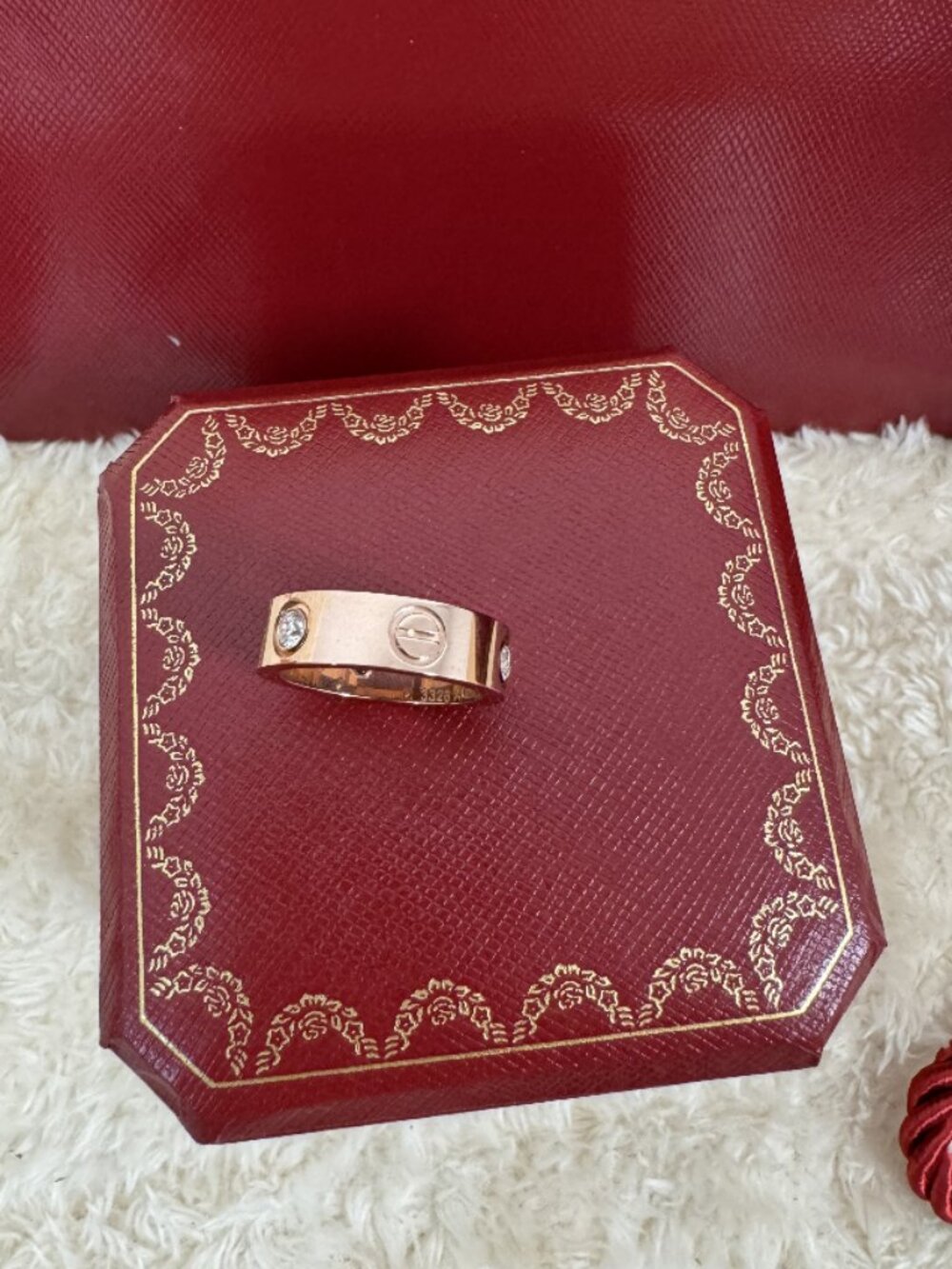 Rose Gold Band Ring with Clear Accent Stones